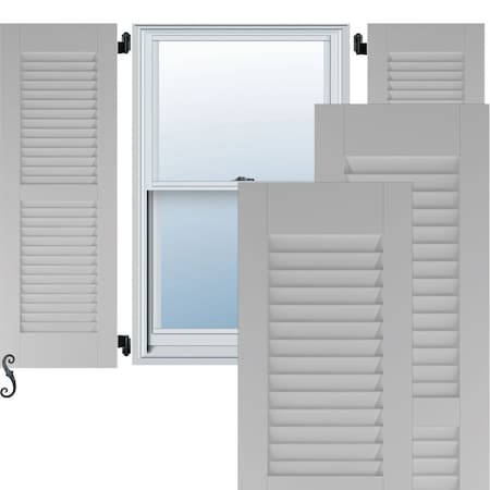 15W X 81H Americraft Two Equal Louver Exterior Real Wood Shutters, Primed